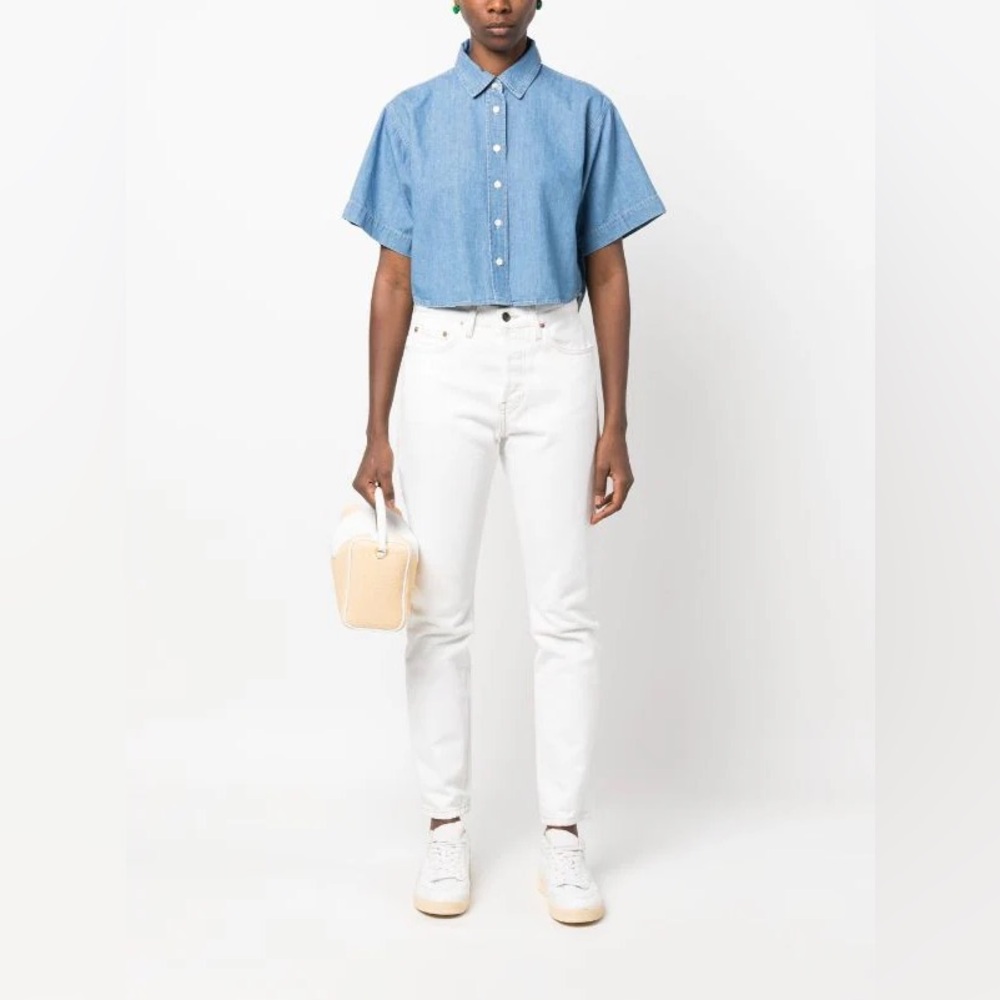 Frame Cotton Linen Cropped Shirt